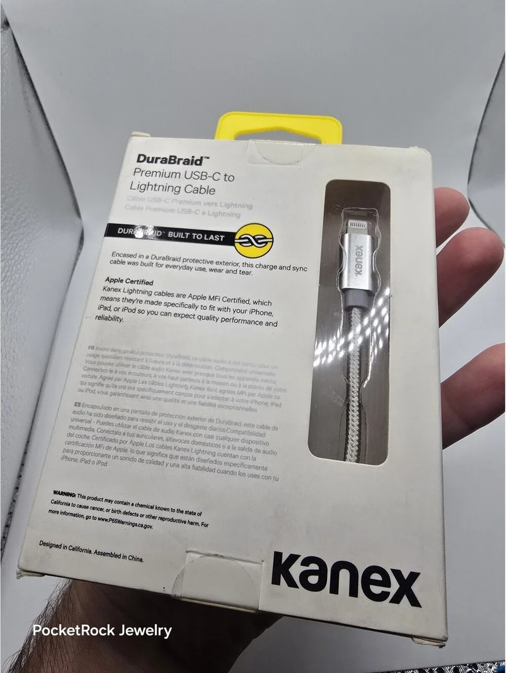 Kanex DuraBraid Premium USB-C to Lightn Apple Charging Cable 4' Silver NIB